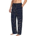 thumbnail image 2 of Junzan Men'S Pajama Pants Copper-Gold Gloss Outline Navy Dark Blue Sleepwear Pants Pj Bottoms Drawstring And Pockets, 2 of 9