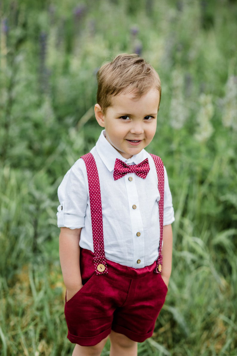 Toddler Baby Boys Gentleman Bow Tie Solid T-Shirt Tops+Suspender Shorts Outfits 