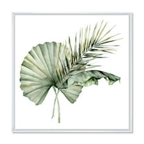 Designart 'Tropical Bouquet With Banana Coconut and Palm Leaves' Traditional Framed Canvas Wall Art Print