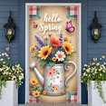 thumbnail image 5 of Colorful Flowers Welcome Banner Pink Purple Blue Floral Display Green Leaves Soft Background Flower Backdrop for Home Entrance Party Welcome Spring Gathering, 5 of 9