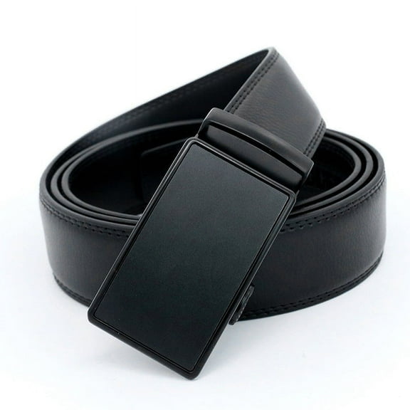 Sleek Men's Black Leather Ratchet Belt - Fits up to 43" Waist