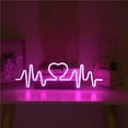 thumbnail image 4 of Bewildely Electrocardiograma Latido del corazón Letrero de neón Luz Compacta Artística Alimentada por USB Lámpara de paisaje Decoración Luz de pared Iluminación navideña No.2 Bewildely HA027577-02, 4 of 6