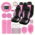 thumbnail image 3 of Car Cover Full Set Plush Steering Wheel Cover Fluffy Soft Wool Handbrake Gear Pink, 3 of 8
