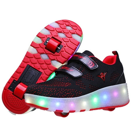 

YAZI Kids Roller Shoes Boy Girl Sneakers with Wheels Become Sport Sneaker with Led for Christmas Birthday Children Show Gift