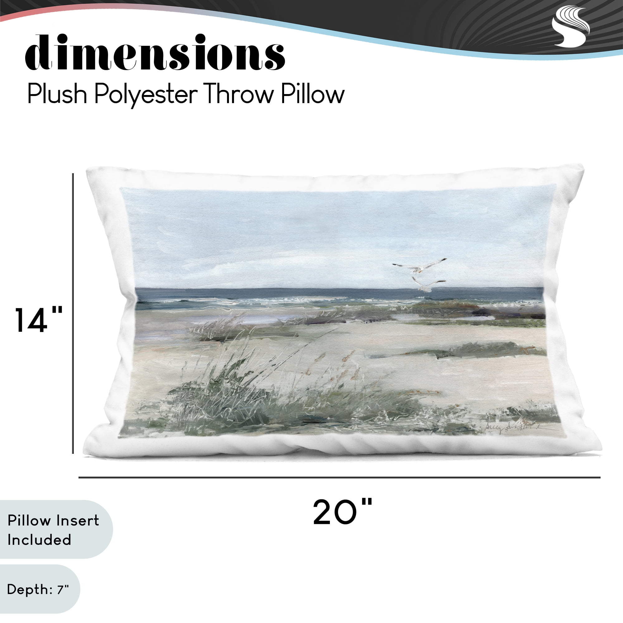 Stupell Industries Seagull Pair over Waves Decorative Printed Throw Pillow, design by Sally Swatland, 14 x 7 x 20