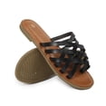 thumbnail image 3 of Pennysue Women Strappy Slippers Summer Black Flat Sandals Size 8, 3 of 8