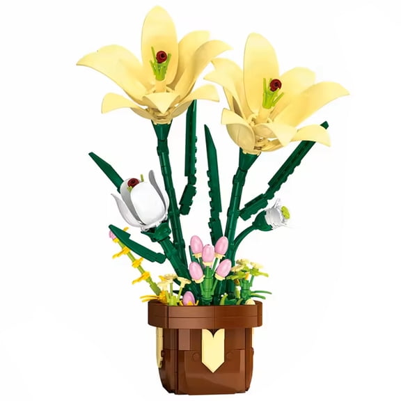 GZBricker Lily Flowers Bouquet Building Set, Compatible with Lego Botanical Collection Home Office Decor for Women Adults Girls 326PCS