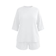 thumbnail image 7 of Hxshgdsn Womens 2 Piece Pajamas Sets Oversized Round Neck Short Sleeve and Shorts Loungewear Soft PJ Set（White/2XL）, 7 of 7