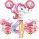 thumbnail image 1 of Liangnv Globos de Unicornio Decoraciones para Fiestas de cumpleaños para niñas 4ta Fiesta, 43" Rosa Gran Unicornio Degradado Jumbo número "4" Ramo de Globos de Aluminio, Femenino, 1 of 5