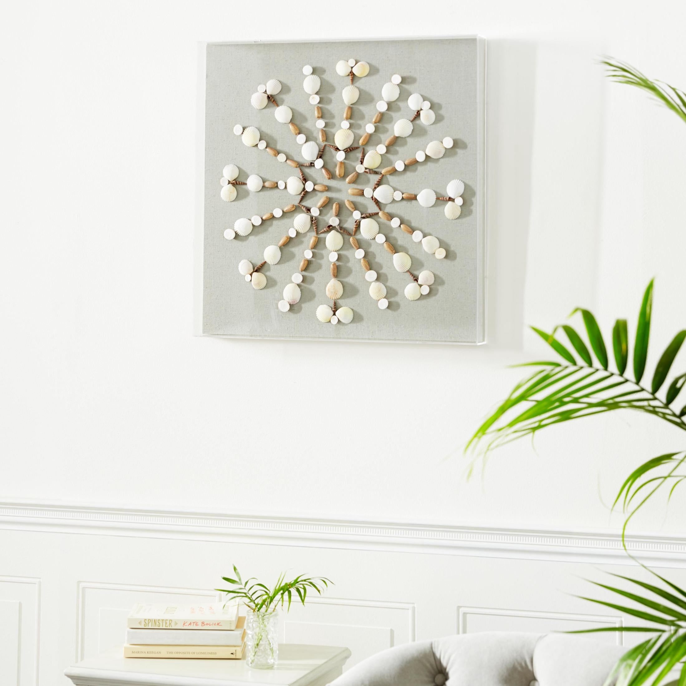 24" x 24" Clear Shell 3D Shadow Box with Gray Fabric Backing, by DecMode