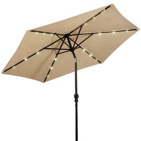 Costway 9FT Patio Solar Umbrella LED Patio Market Steel Tilt W/ Crank Outdoor