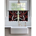 thumbnail image 3 of Sheer Curtains 45 Inch Length 2 Panels Set for Kitchen, Red Geometric Semi Sheer Curtains for Windows, Vintage Abstract Stripes Aesthetic Art Voile Window Treatments Rod Pocket Curtain, 3 of 7