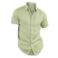thumbnail image 4 of LRGSHF Men's Short Sleeve Button Down Shirts Solid Color Tops Summer Wedding Guest Soft Blouse Collared Breathable Lightweight Vacation Shirt, 4 of 5