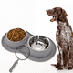 thumbnail image 1 of KE WOOW doble Plato de Acero inoxidable 1150 ml c/u Tapete de silicon doble Plato para perro Color gris, 1 of 9