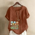 thumbnail image 3 of Túnica de Manga Corta Tops para las Mujeres Océano Pescado Impreso Blusa, Ropa Casual Ver Botón Arriba Camiseta, 3 of 4