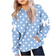 thumbnail image 3 of MKOSPLRT 4-14 Years Girls Polka Dot Print Hoodie Long Sleeve Fleece Lined Casual Pullover with Pockets, 3 of 6