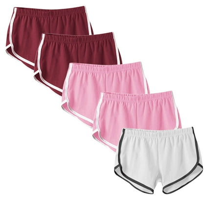 LEBONYARD Womens Sweat Shorts with Pockets Women s Shorts in Fashionable Styles 5PC Womens Elastic Waist Summer Solid Casual Outing Shorts Pants White XXXL