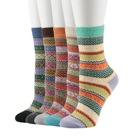

Hemoton 5 Pair of Winter Wool Socks Female Cool Style Design Socks