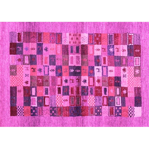 Ahgly Company Indoor Rectangle Abstract Pink Contemporary Area Rugs, 3' x 5'