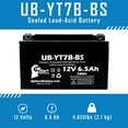 thumbnail image 6 of UpStart Battery Replacement 2001 Yamaha TTR250 250CC Factory Activated, Maintenance Free, Motorcycle Battery - 12V, 6Ah, UB-YT7B-BS, 6 of 8