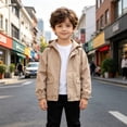 thumbnail image 7 of mgoYE Toddler Boys Windbreaker Casual Outerwear Kids Lightweight Zip Hooded Jacket Baby Cute Coat(Khaki,110), 7 of 7