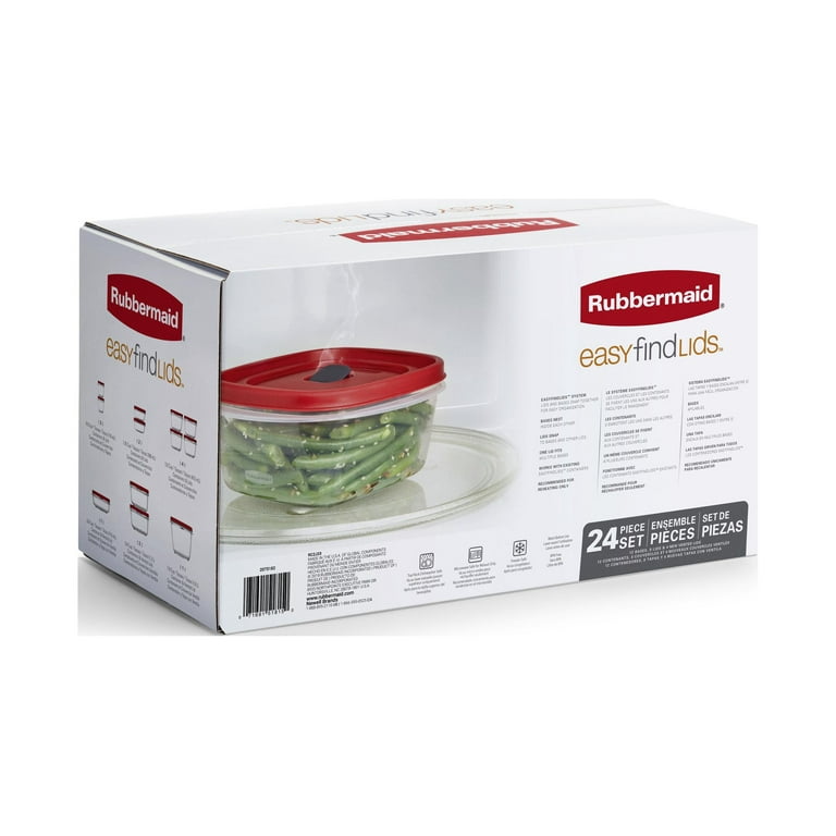 Rubbermaid 1.5 Gallon 24 cup plastic Container Red Rubber Rimmed