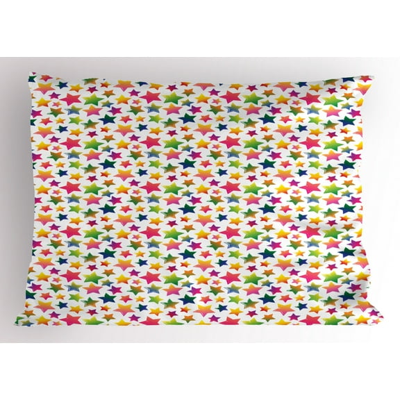 Ambesonne Stars Pillow Sham, Colorful Grunge Shapes, 36" X 20", Multicolor