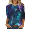 thumbnail image 2 of Juslio Womens Shirts Crew Neck 3/4 Sleeve Tees Print Graphic Shirts Casual Loose, 2 of 5