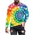 thumbnail image 2 of COSFO Men's T-Shirts Long Sleeve Cotton Casual Tie Dye Tops Workout Pullover Crew Neck Loose Graphic Tees, 2 of 5