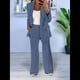 thumbnail image 4 of Conjuntos de 2 Piezas para Mujer, Grandes, Estilo Informal de Negocios, Larga, Solapa, Pantalón Recto, Trajes. Azul XXL, 4 of 5