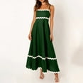 thumbnail image 2 of Summer Fashion, Ahuyic Women's 2024 Summer Spaghetti Straps Sleeveless Backless Sundress Flowy Smocked Lace Swing A Line Midi Dress Beach Dresses for Vacation Army Green XL, 2 of 9