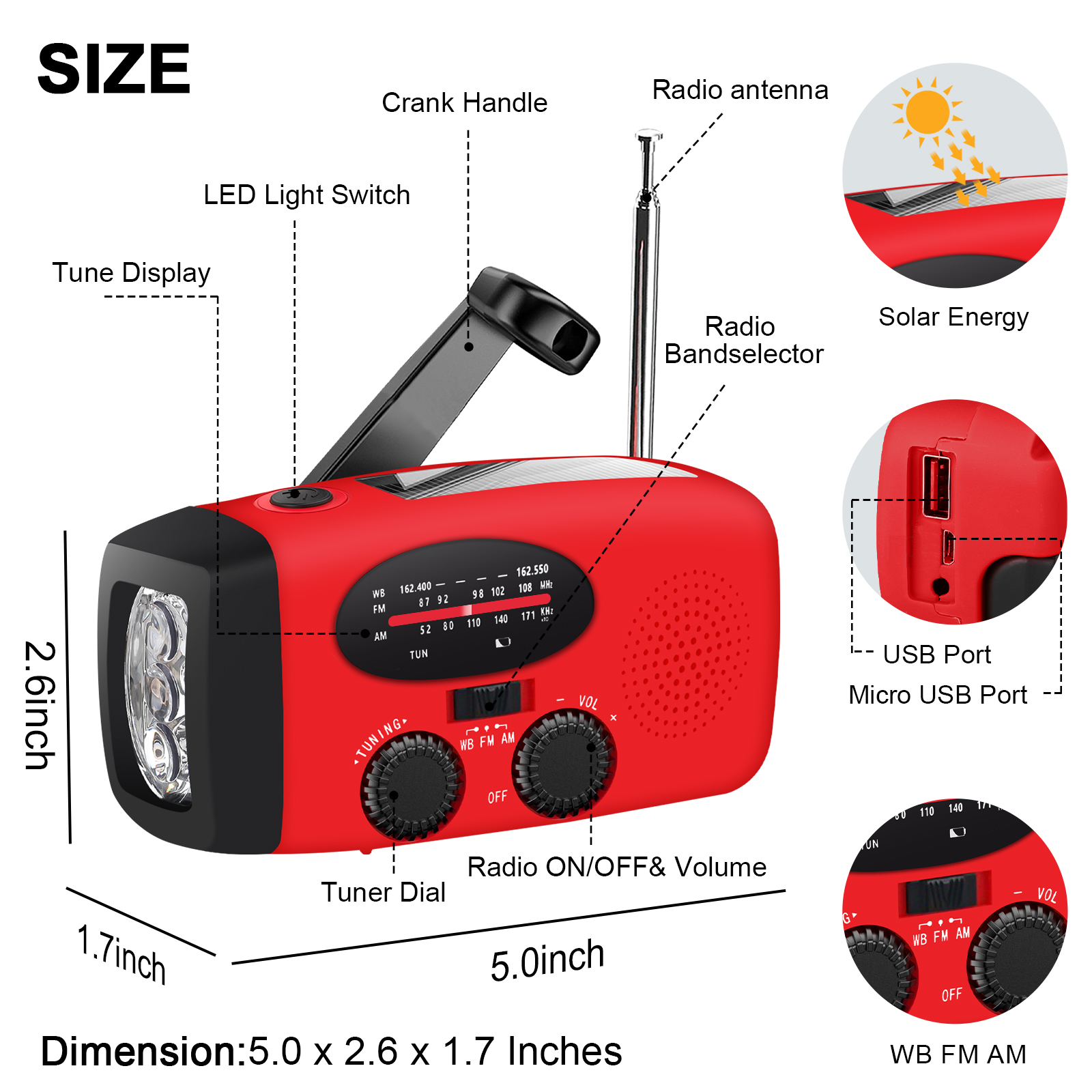 EEEkit Portable NOAA Weather Radio with Solar and Hand Crank photo 5