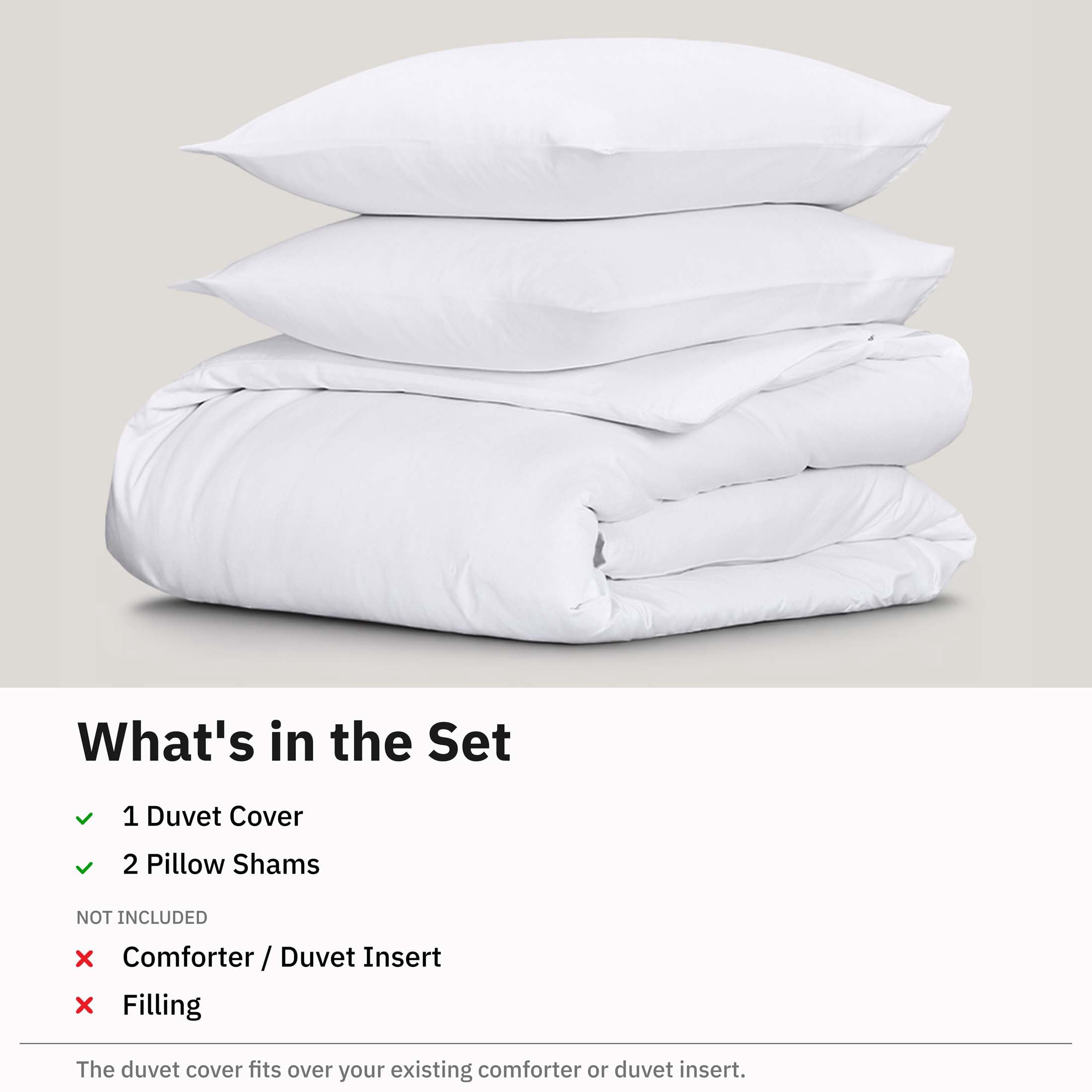 California Design Den 3-Piece King Size Duvet Cover Set, 400 Thread Count 100% Cotton King Size Set, Soft Sateen, Bright White