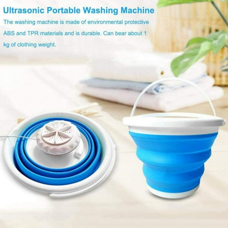 Mini Machine à Laver Portable, Lave Linge Portable, Laveuse à Turbine à  Ultrasons Alimentée par USB, 10L Machine a Laver Pliable pour Camping,  Auberges