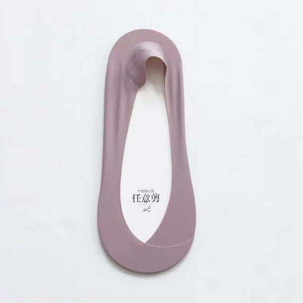 Zhuge 10 pares de calcetines invisibles para mujer, antideslizantes, de corte bajo, con forro invisible para uso informal y formal, suaves y elásticos, color morado