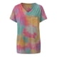 thumbnail image 2 of Puntoco Blusa de manga corta con cuello en V para mujer con estampado de teñido anudado Puntoco Puntoco-4208, 2 of 4