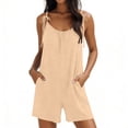 thumbnail image 5 of Summer Rompers for Women 1 Piece Belt Spaghetti Strap Ruched Sleeveless Shorts Loose Comfy Jumpsuit Outfits, 5 of 6