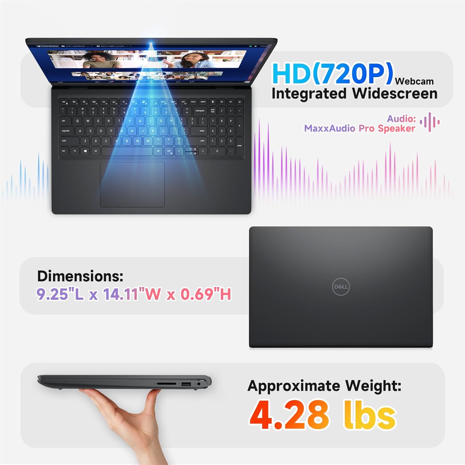Dell Laptop,13th Gen Intel Core i7-1355U,15.6" Anti Glare FHD Touchscreen Display , 16GB RAM 1TB SSD,Backlit KB , Fingerprint, Wi-Fi 6, Windows 11 Pro-Laptop for School & Office,W/0 Mouse