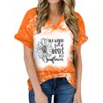thumbnail image 1 of 2023 Women's Floral Tunic Tops Casual Blouse V Neck Short Sleeve Buttons Up T-Shirts, 1 of 5