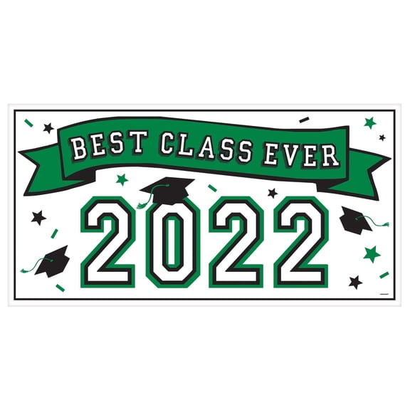 GRADUATION BANNER Party Wall Decorations BEST CLASS EVER 2022 Green Grad Decor