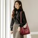 thumbnail image 1 of Bolsa Bolso bandolera de celosía de color puro retro Bolsos de hombro de nylon para mujer (rojo vino) JShteea Para Estrenar, 1 of 7