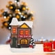 thumbnail image 4 of Conjunto de casas de pueblo navideñas con decoraciones y luces LED, escena navideña de escritorio Casa de dos pisos, 4 of 9