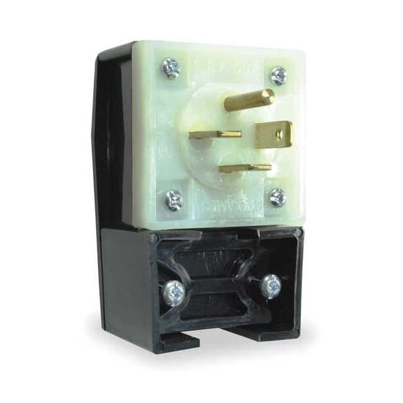 Hubbell Wiring Device-Kellems Agl Strt Plug,Blk; Wht,30 A,Stnd,15-20P HBL8421C