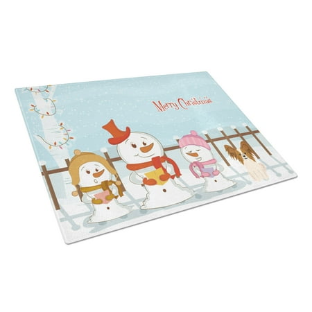 

Caroline s Treasures Merry Christmas Carolers Papillon Red White Glass Cutting Board Large