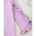thumbnail image 5 of 5T Baby Girls Clothes 6T Girls 2PCS Denim Outfits Set Solid Color Round Neck Little Girls Long Sleeve Top Pants Set Purple, 5 of 8