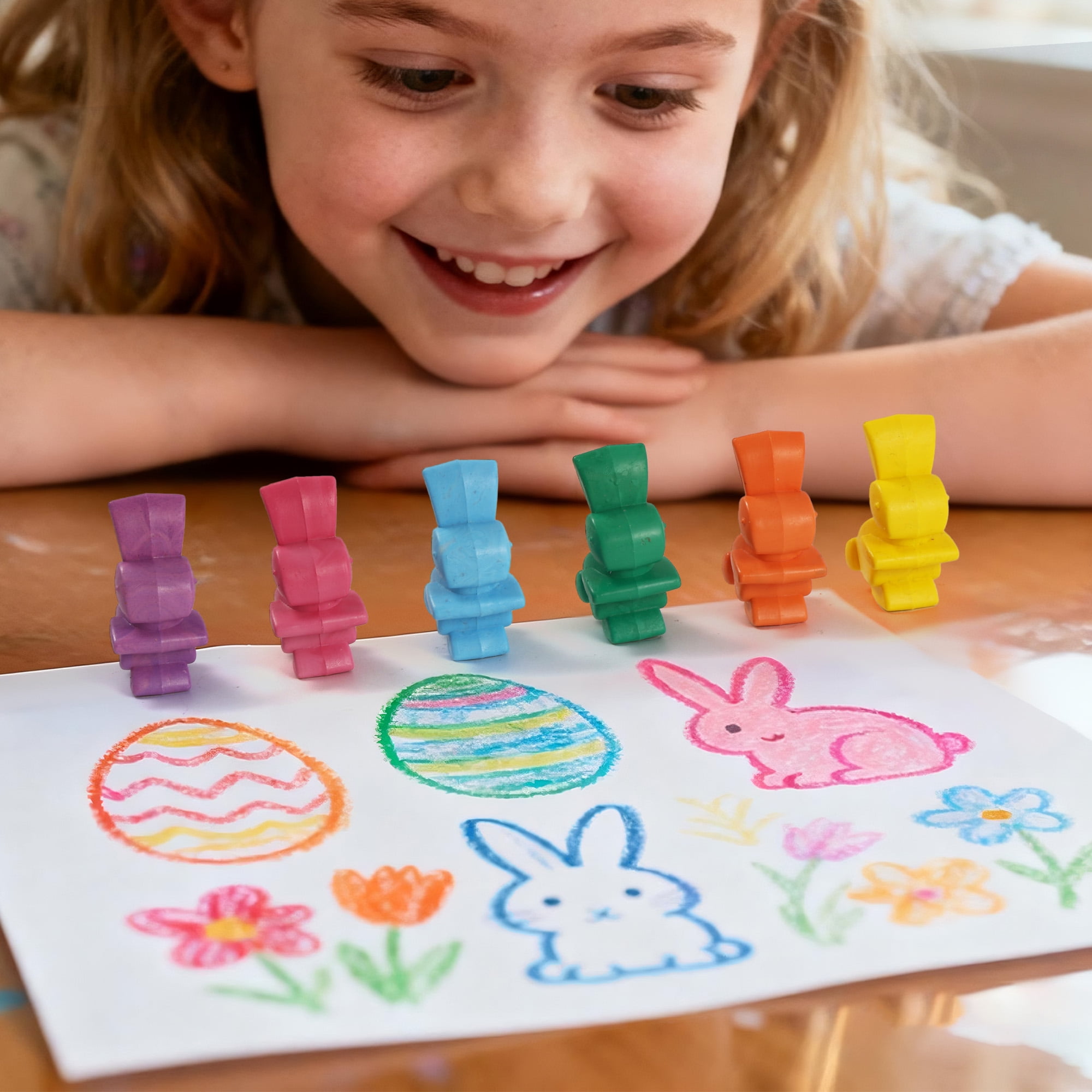 Way to Celebrate! Crayons, Bunny Shaped, 12 Pieces, Multicolour, Novelty