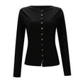 thumbnail image 5 of Hpapadks Cardigan Sweaters for Women Single Breasted Button Solid Slim Fit Long Sleeve Round Neck Knitted Ribbed Top Shrugs for Women Dresses, 5 of 7