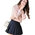 thumbnail image 4 of Seyurigaoka Women’s Fashion Korean Solid Color Skirt Summer High-waist A-line Pleated Short Skirt, 4 of 4