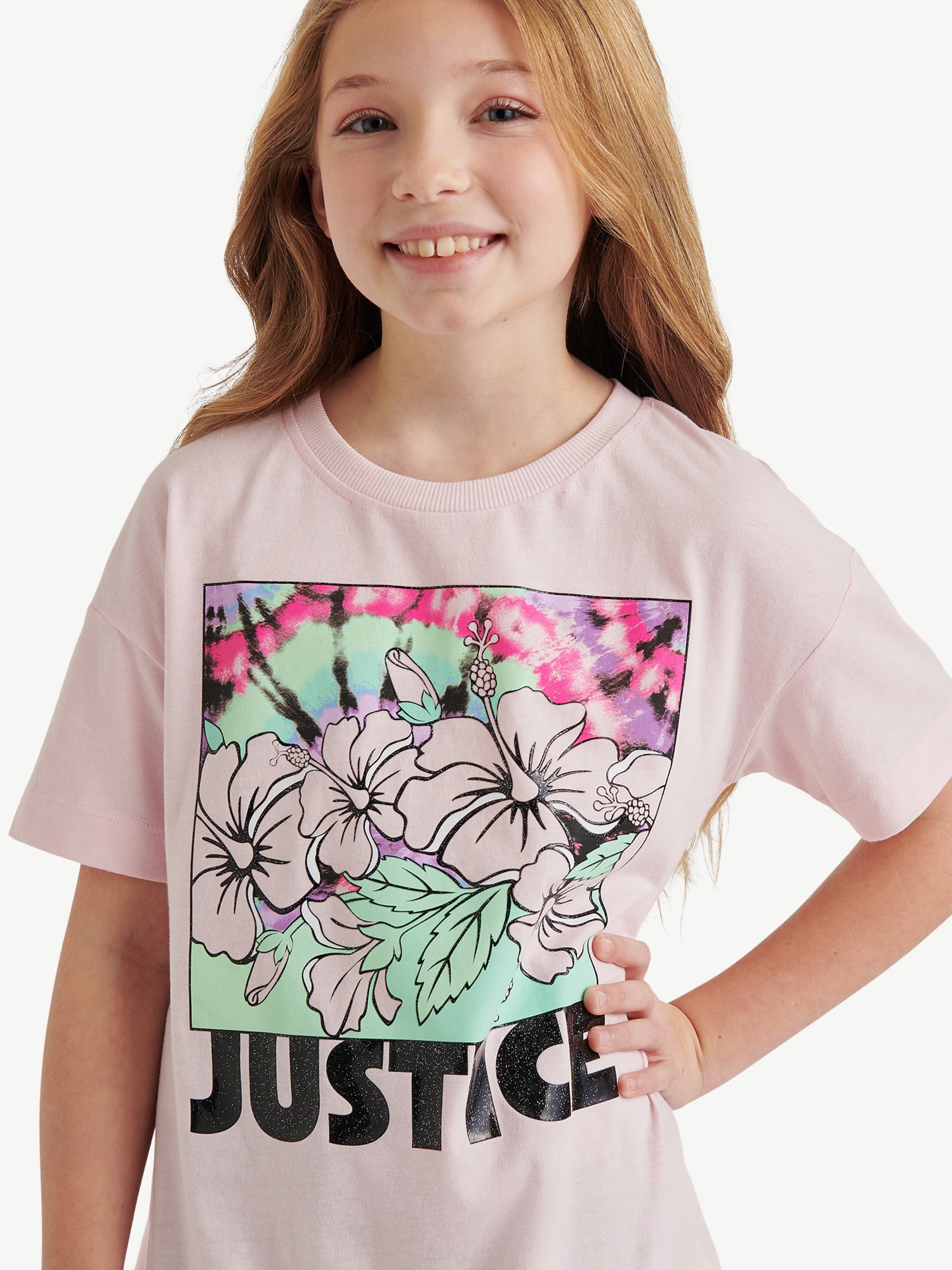 Justice Girls Oversized Tee & Bike Short Set, Sizes XS - XLP