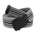 thumbnail image 1 of Men's Black Slider Military Belt Buckle with Canvas Web Belt Large Gray Black White Stripe, 1 of 3